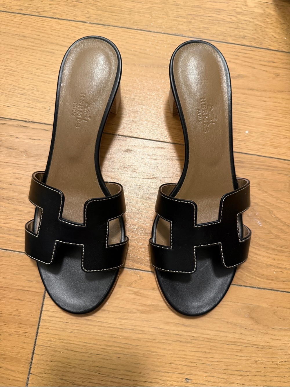Hermes Black Leather Oasis Sandals - Picture 5 of 9